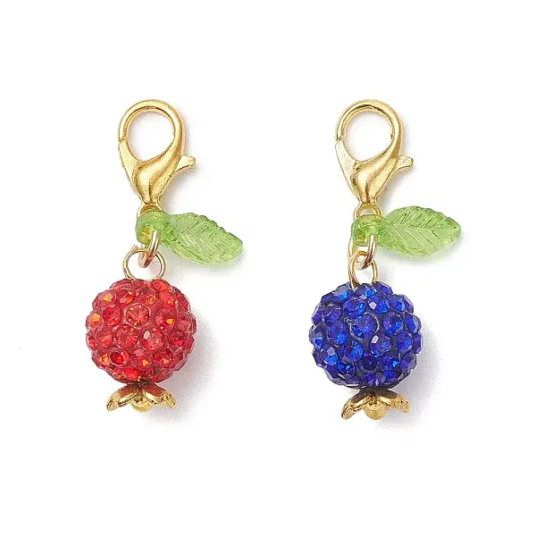 2Pcs Polymer Clay Rhinestone Pendant Decorations