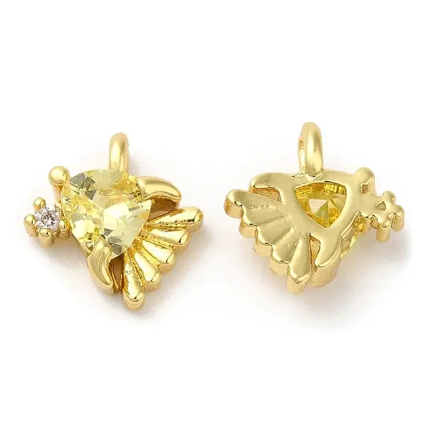 Brass Micro Pave Yellow Cubic Zirconia Pendants