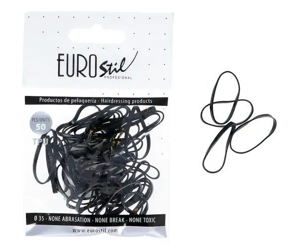 Gumičky do vlasů Eurostil Professional TPU Hair Elastics For Hairstyles - černé, 50 ks (06809)