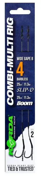 Korda návazec combi multi rig wide gape b 25 lb 2 ks - velikost háčku 4