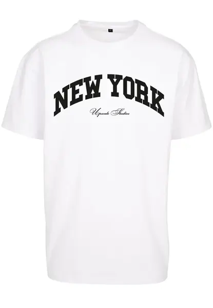 MT Upscale Tričko 'New York'  čierna / biela
