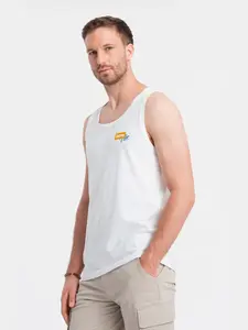 Ombre Summer Vibe printed men's cotton tank top - white