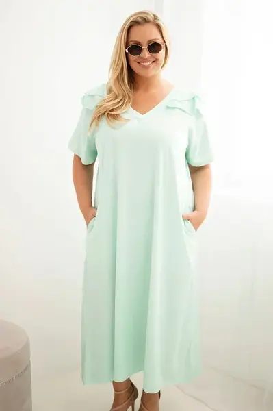 Dámske Plus Size šaty s volánmi na ramenách