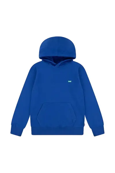 Dětská mikina Levi's MINI BATWING PULL OVER HOO modrá barva, s kapucí, hladká, 8EK422
