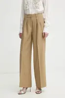 Kalhoty 2NDDAY Mille dámské, zelená barva, široké, high waist, 2252162151