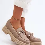 Dámske kožené mokasíny s ozdobou Laura Messi 2780 tmavobežové