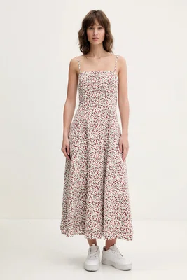 Šaty Abercrombie & Fitch bílá barva, midi, KI159-5481