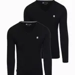 Ombre Set of 2x men's SLIM FIT longsleeve with V neckline and logo