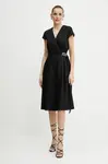 Šaty s příměsí lnu Twinset černá barva, mini, 251TT2072