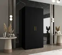 Šatní skříň Abi Bari 1 Rozměry: 100 cm, Pásky / úchyty: Zlatý, Barva korpusu + barva dveří: Černá + Černá