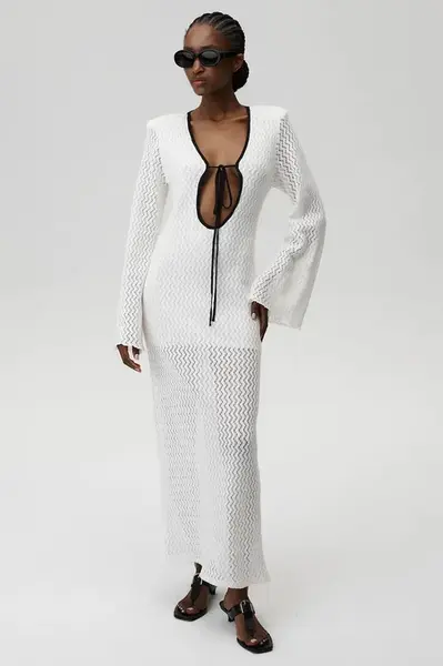 Bavlněné šaty Undress Code Venice Dress bílá barva, maxi, přiléhavé, 902