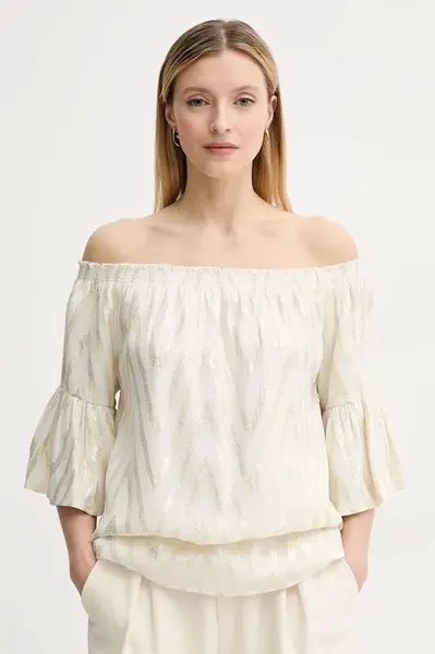 Halenka Bruuns Bazaar dámská, béžová barva, vzorovaná, BBW4425