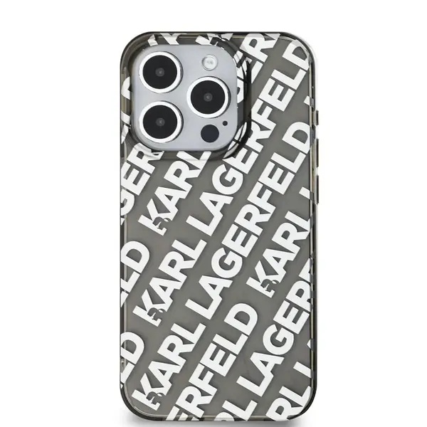 Zadní kryt Karl Lagerfeld IML Electroplated Repeated Logo Apple pro iPhone 15 Pro, stříbrná