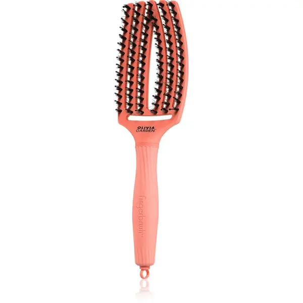 Olivia Garden Fingerbrush Boar & Nylon kartáč na vlasy s nylonovými a kančími štětinami Radiant Peach 1 ks