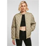 Women's oversized Diamond Quilted Bomber Jacket khaki