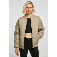 Women's oversized Diamond Quilted Bomber Jacket khaki