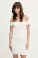 Šaty Tommy Jeans bílá barva, mini, přiléhavé, DW0DW20298