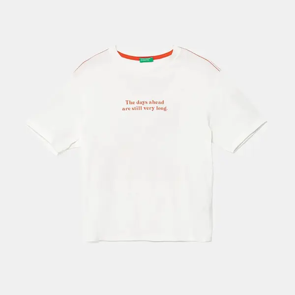 Dětské bavlněné tričko United Colors of Benetton bílá barva, s potiskem, 3I1XC10P4