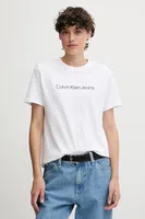 Bavlněné tričko Calvin Klein Jeans dámské, bílá barva, LV047C912G