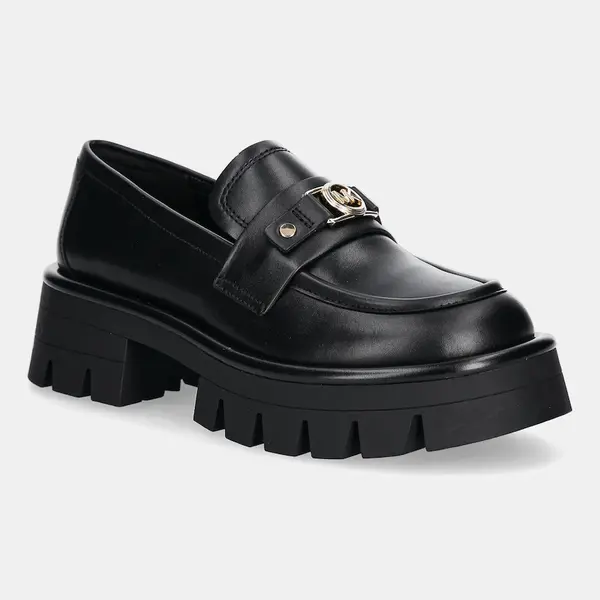 Kožené mokasíny MICHAEL Michael Kors Mandy dámské, černá barva, na platformě, 40T5MAFP1L.001