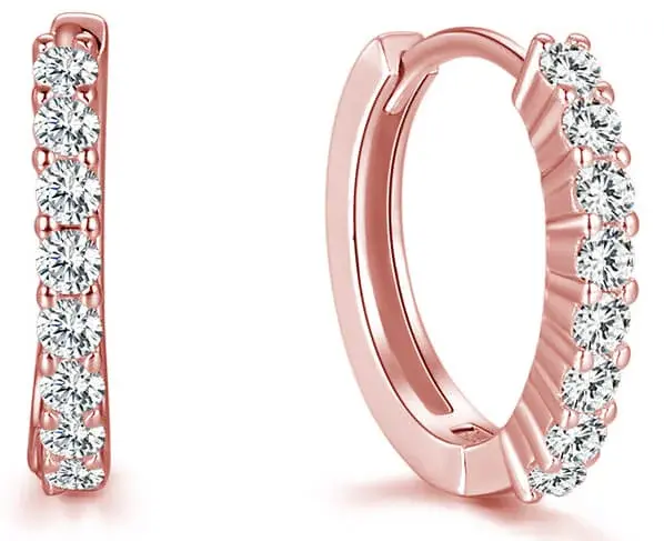 Beneto Pozlacené kruhové stříbrné náušnice AGU1152-ROSE