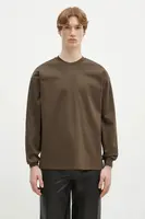 Bavlněné tričko s dlouhým rukávem Pangaia hnědá barva, 10002276