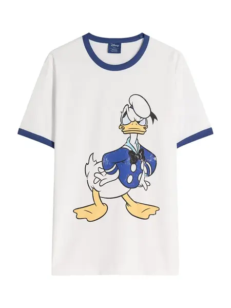 Bershka Tričko 'DONALD DUCK'  modrá / tmavomodrá / žltá / biela