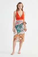 Trendyol Colorful Shawl Patterned Lacing Detailed Skirt