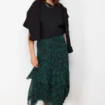 Zelená sukně s motivem zvířat a podšívkou od značky Trendyol