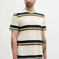 Bavlněné tričko Barbour Golborne Stripe Relaxed Fit T-Shirt pánské, béžová barva, MTS1409