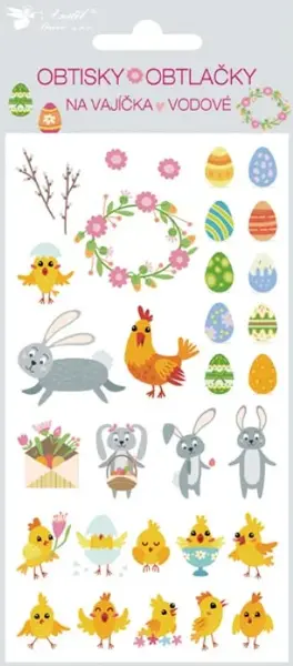 Velikonoční obtisky na vajíčka 7901 vodové 19x9cm zvířátka a vajíčka