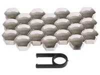Gorecki Kryty šroubů kol, 19 mm, chromové, s pinzetou, 21 ks