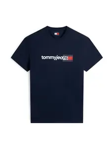 Tommy Jeans Tričko 'Essential'  tmavomodrá / červená / biela