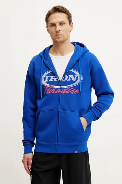 Tepláková mikina Under Armour Project Rock modrá barva, s kapucí, s potiskem, 1389914