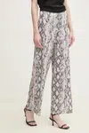 Kalhoty OUI dámské, béžová barva, jednoduché, high waist, 91761