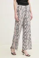 Kalhoty OUI dámské, béžová barva, jednoduché, high waist, 91761
