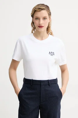 Bavlněné tričko A.P.C. t-shirt boxy rue madame GOTS bílá barva, COHBM.F26389