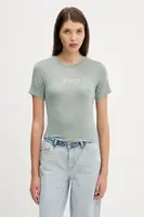 Tričko Juicy Couture SHEER FITTED TEE dámské, zelená barva, JCWCT225301