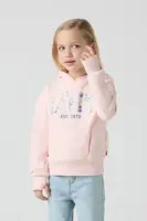 Dětská mikina Levi's SEASONAL HOODIE růžová barva, s kapucí, s potiskem, 3EM195