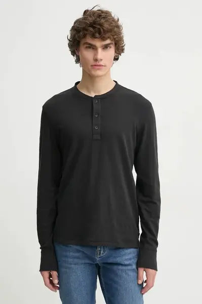 Bavlněné tričko s dlouhým rukávem Rag & Bone černá barva, M000T676G