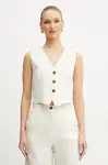 Lněná vesta Marella Emme by Marella béžová barva, 2515151012200