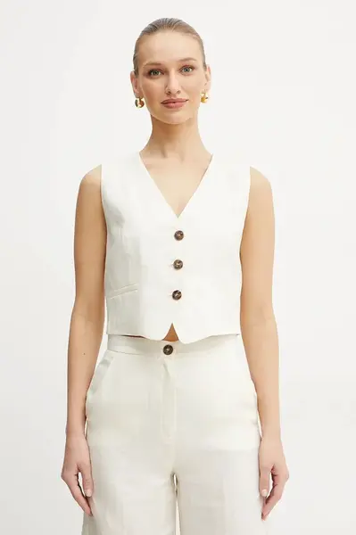 Lněná vesta Marella Emme by Marella béžová barva, 2515151012200