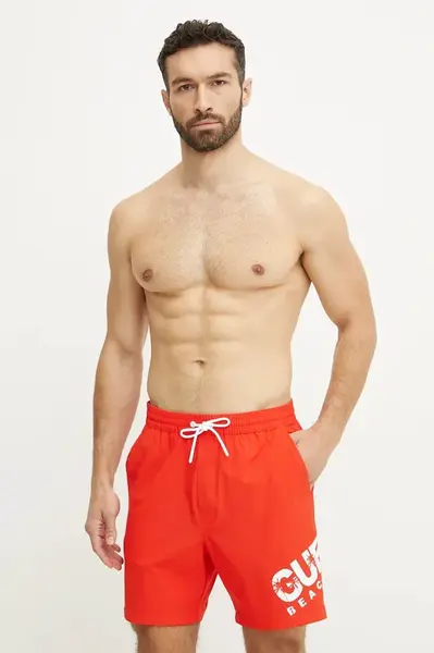 Plavkové šortky Guess oranžová barva, F5GT27 WG2E2