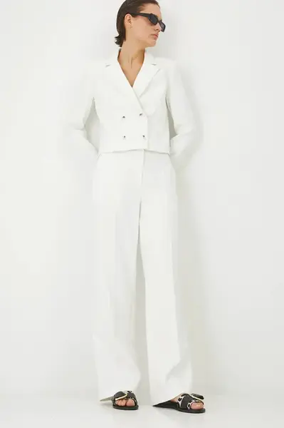 Kalhoty Medicine dámské, béžová barva, jednoduché, medium waist