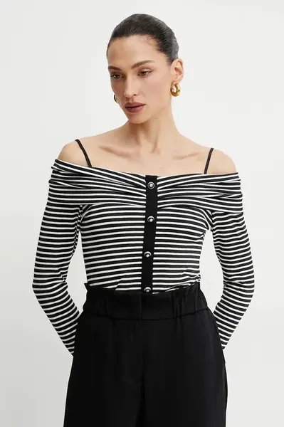 Halenka Morgan TROPEZ dámská, černá barva, vzorovaná, TROPEZ