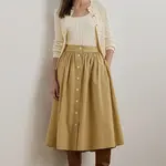 Sukně Lauren Ralph Lauren béžová barva, midi, áčková, 200963756