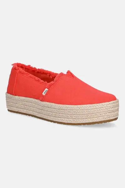 Espadrilky Toms FLAME červená barva, na platformě, 10021919