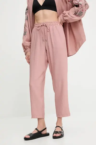 Kalhoty Answear.LAB dámské, růžová barva, high waist
