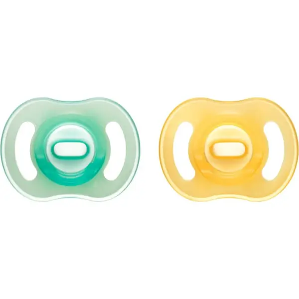 Tommee Tippee Ultra Light Night dudlík Yellow/ Green 0-6m 2 ks