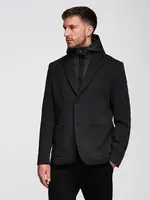 Ombre Men's jacket with high collar and hood - black